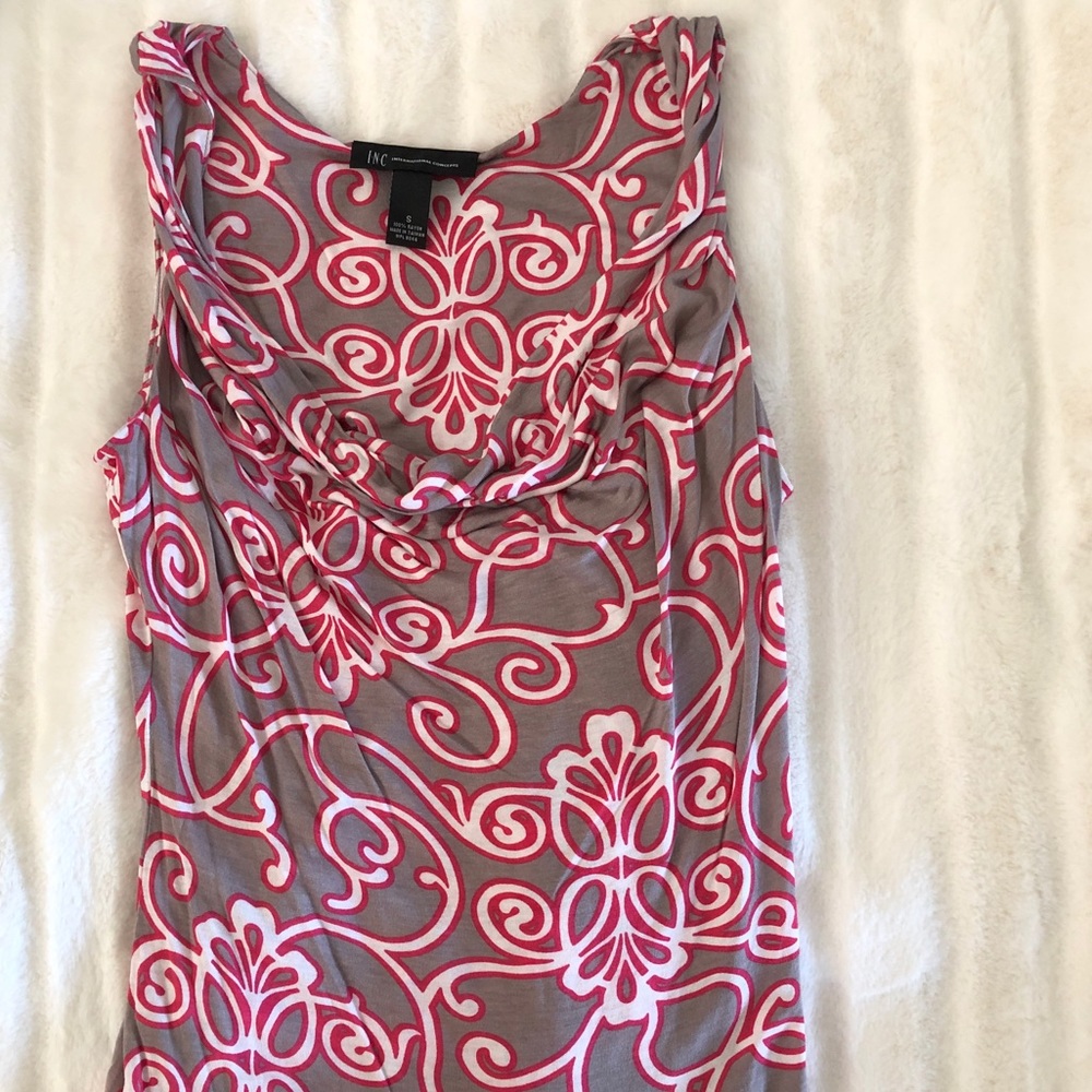 INC Gray and Pink Patterned Tank, Sz. Small